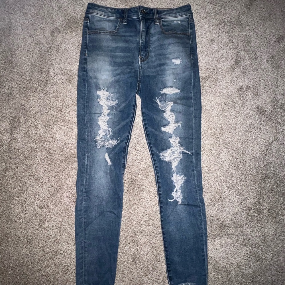 American Eagle Outfitters Ripped Blue Skinny Jeans